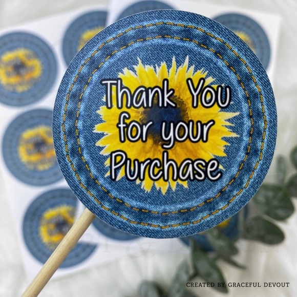 Thank You For Your Purchase - 2" (inches) Round Sticker (96ct.) - Picture 3 of 6